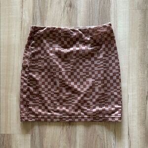 White Fox Boutique Brown Tan checkered Mini Skirt